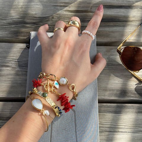 Sedef Taşı İnce Kelepçe Bileklik