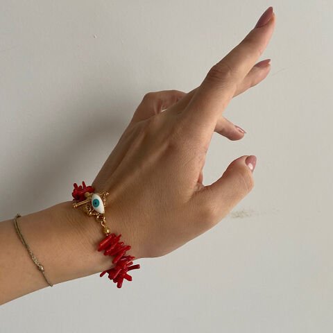 Kırmızı Mercan Göz Bileklik