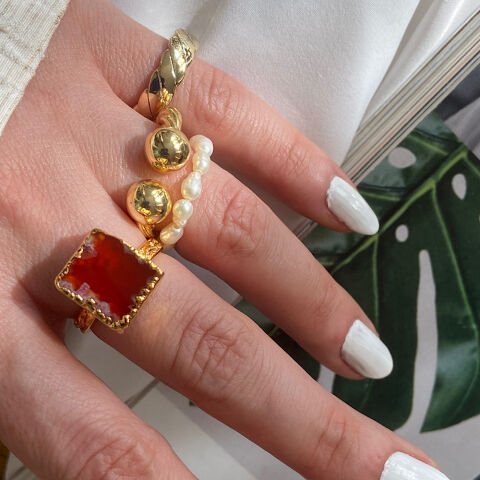 Texas 2 Agat Doğal Taş Yüzük