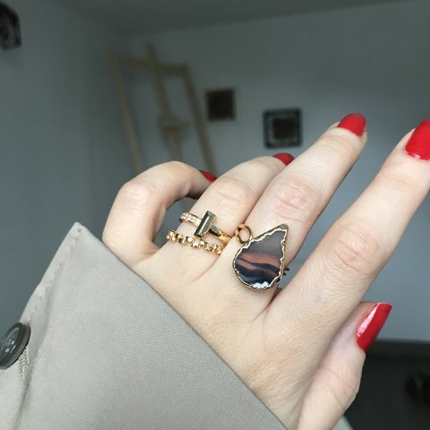 Çığlık Agat Doğal Taş Yüzük