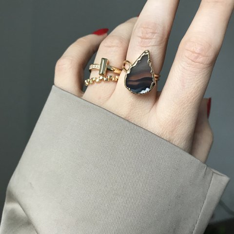 Çığlık Agat Doğal Taş Yüzük