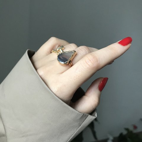 Çığlık Agat Doğal Taş Yüzük