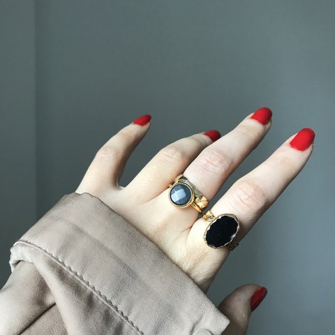 Gri Fasetli Akik Taş Yüzük