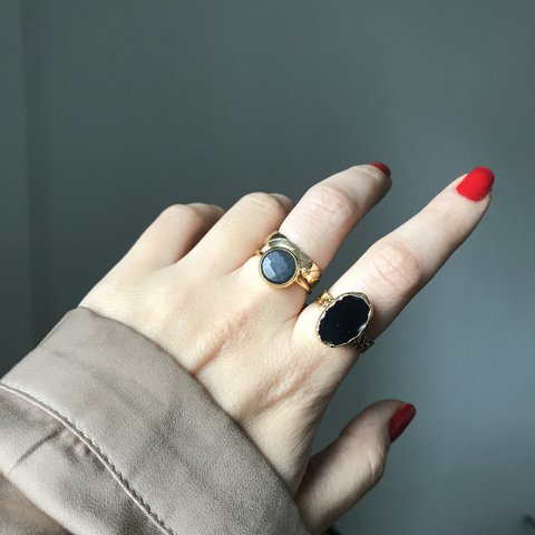 Gri Fasetli Akik Taş Yüzük