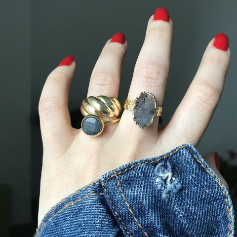 Gri Fasetli Akik Taş Yüzük