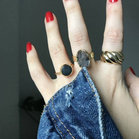 Gri Fasetli Akik Taş Yüzük