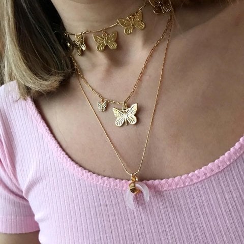 Pembe Kuvars Horn Kolye