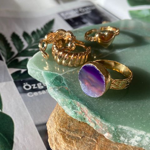 Procida 3 Agat Doğal Taş Yüzük