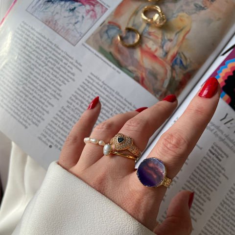 Procida 3 Agat Doğal Taş Yüzük