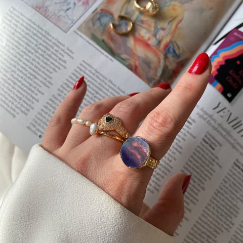 Procida 3 Agat Doğal Taş Yüzük