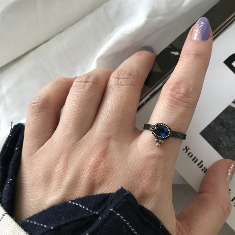 Gece Mavisi Zirkon Vintage Yüzük