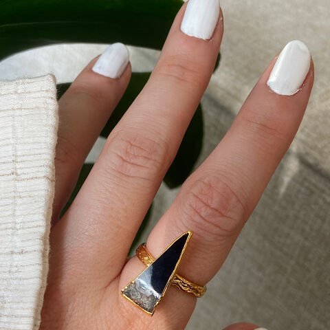 Jotunheimen Mountain Agat Doğal Taş Yüzük