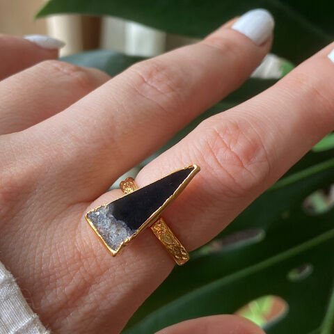 Jotunheimen Mountain Agat Doğal Taş Yüzük