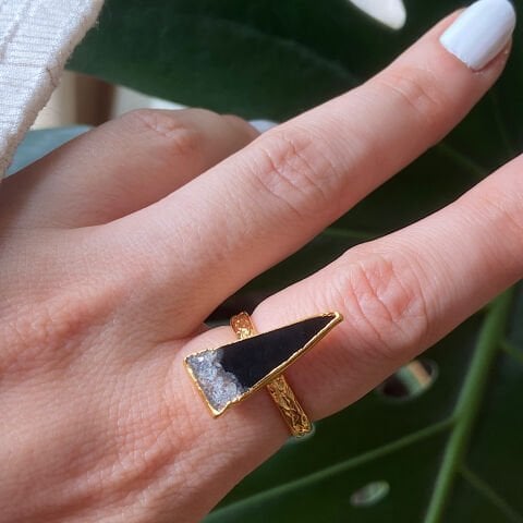 Jotunheimen Mountain Agat Doğal Taş Yüzük