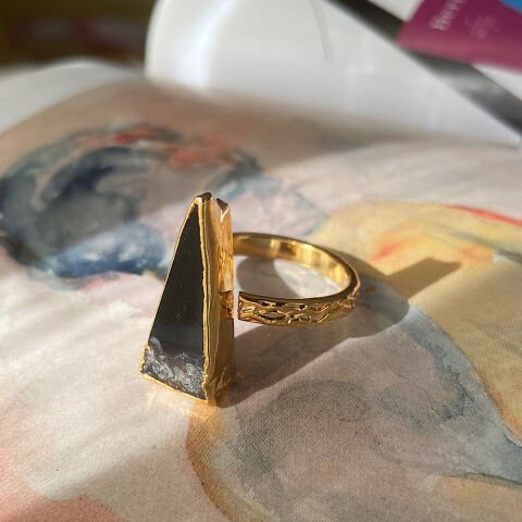 Jotunheimen Mountain Agat Doğal Taş Yüzük