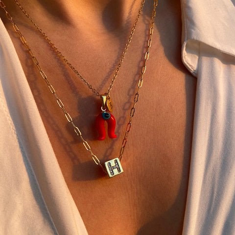 Küp Taşlı Harf Kolye