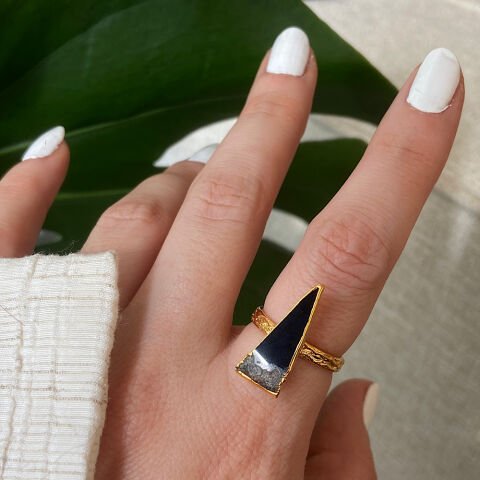 Jotunheimen Mountain Agat Doğal Taş Yüzük