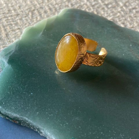 Sarı Jade Doğal Taş Yüzük