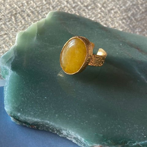 Sarı Jade Doğal Taş Yüzük