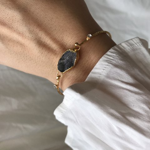 Druzy Doğal Taşlı Kelepçe Bileklik