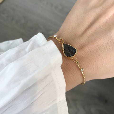 Druzy Doğal Taşlı Kelepçe Bileklik