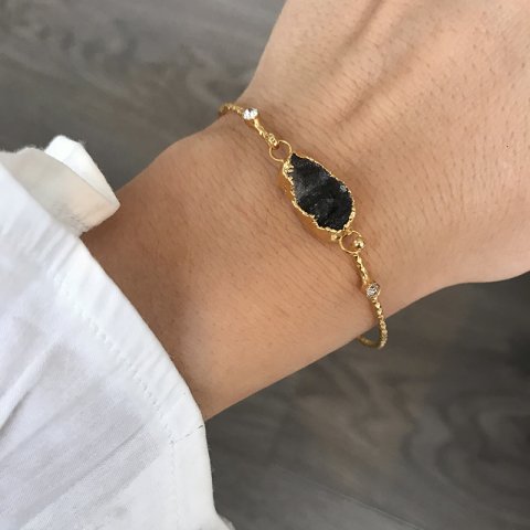 Druzy Doğal Taşlı Kelepçe Bileklik