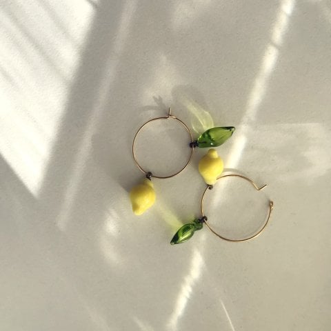 Limon Küpe Yapraklı