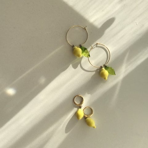 Limon Küpe Yapraklı