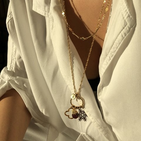 Kar Tanesi Harfli Charm Kolye