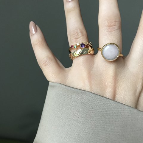 Opak Pembe Kuvars Doğal Taş Yüzük