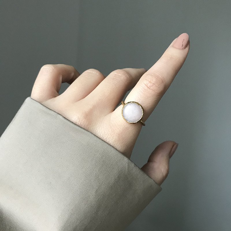 Opak Pembe Kuvars Doğal Taş Yüzük