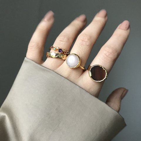 Opak Pembe Kuvars Doğal Taş Yüzük