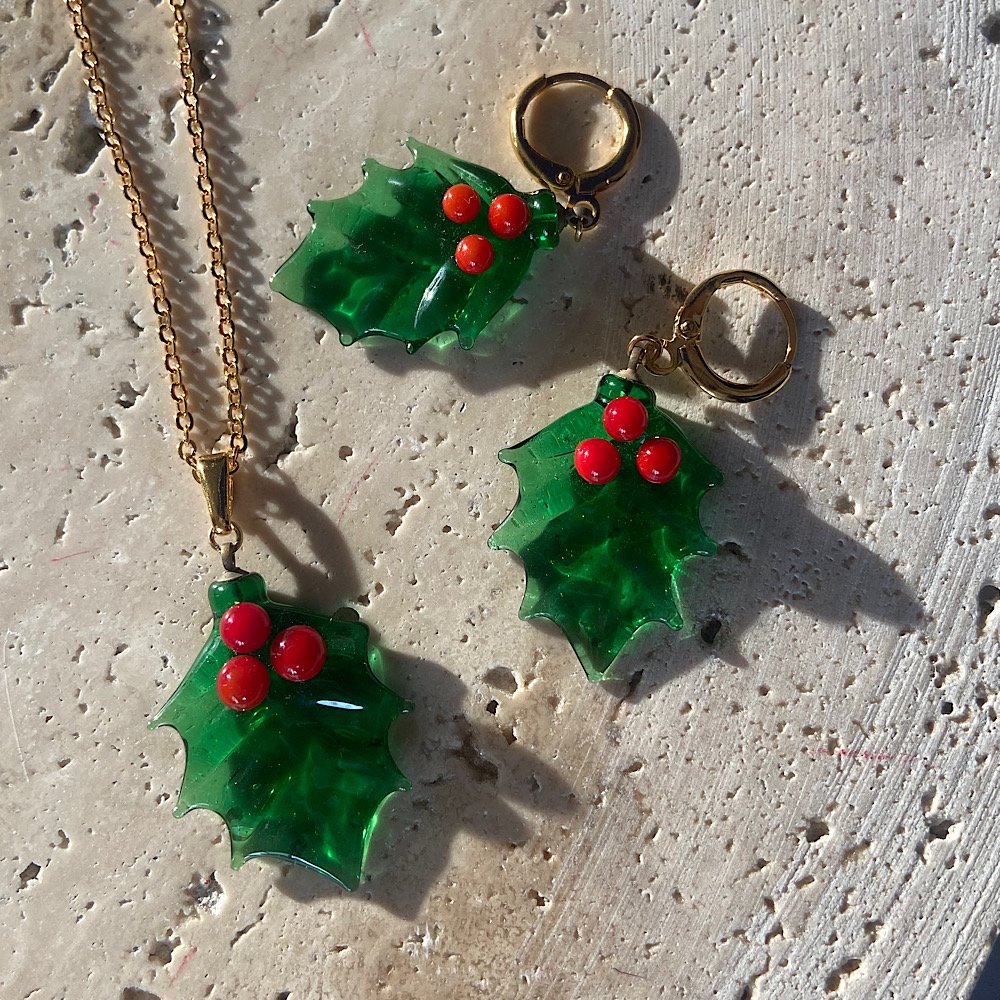 Kokina Murano Cam Küpe ve Kolye Set