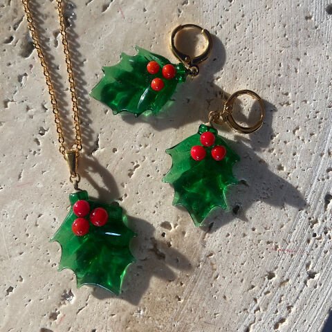 Kokina Murano Cam Küpe ve Kolye Set