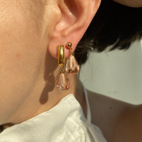 Vintage Pembe Nar Küpe