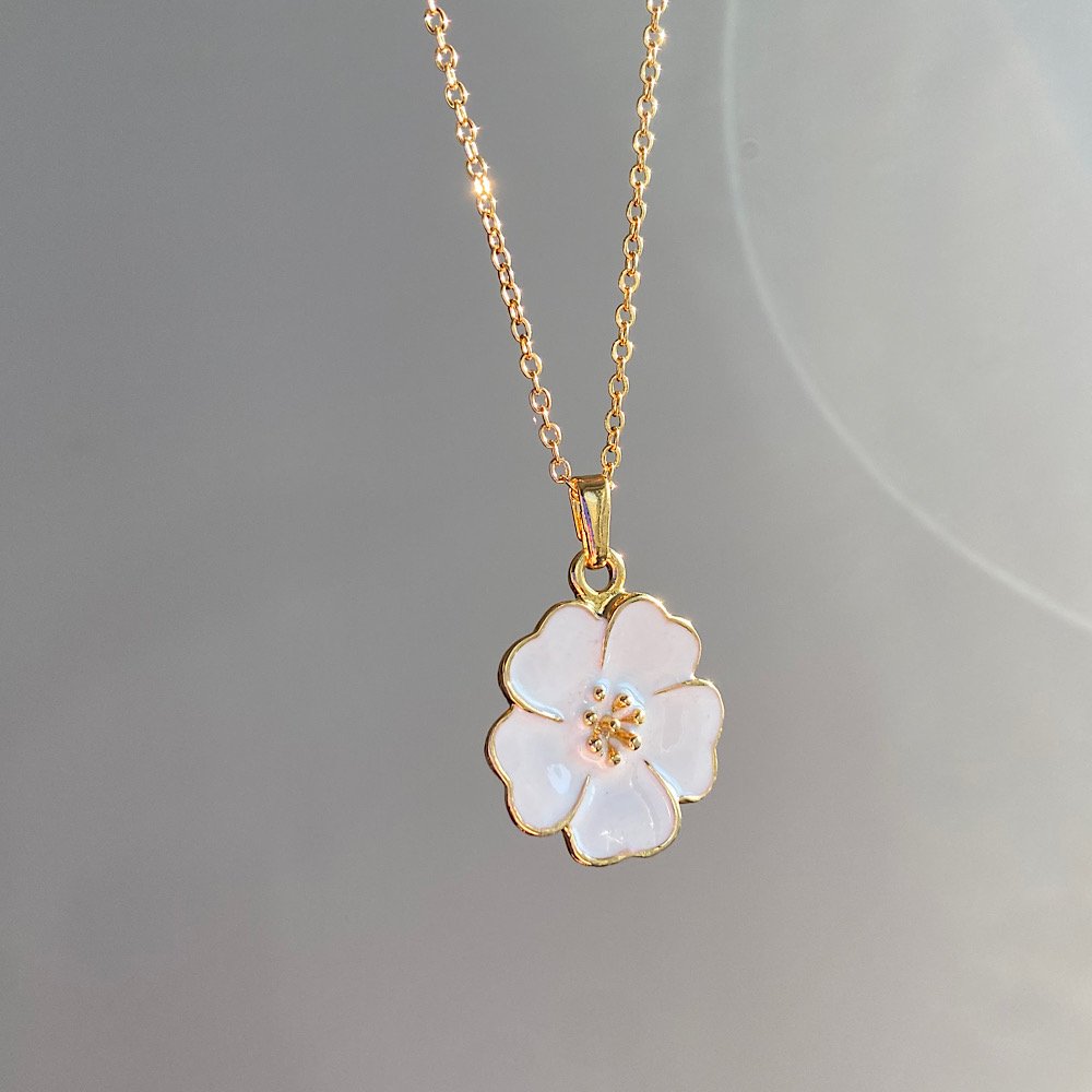 Manolya Çiçeği Mineli Kolye