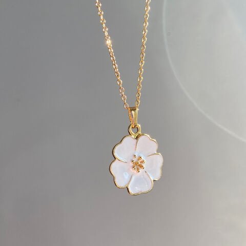 Manolya Çiçeği Mineli Kolye