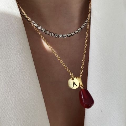 İki Harfli Nar Tanesi Kolye