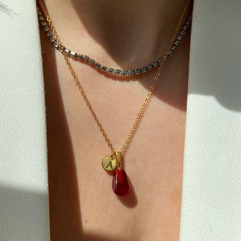 İki Harfli Nar Tanesi Kolye