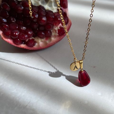 İki Harfli Nar Tanesi Kolye