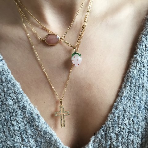 Pembe Kuvars Choker Kolye