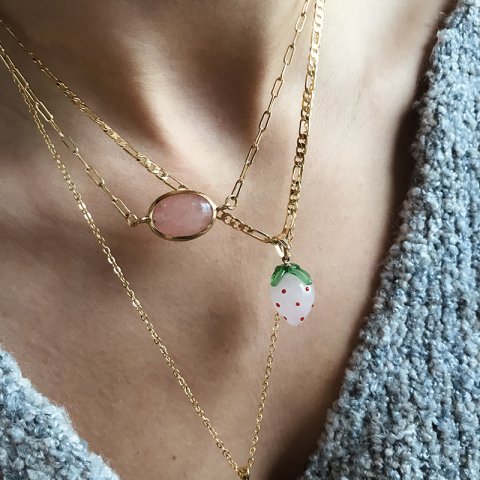 Pembe Kuvars Choker Kolye