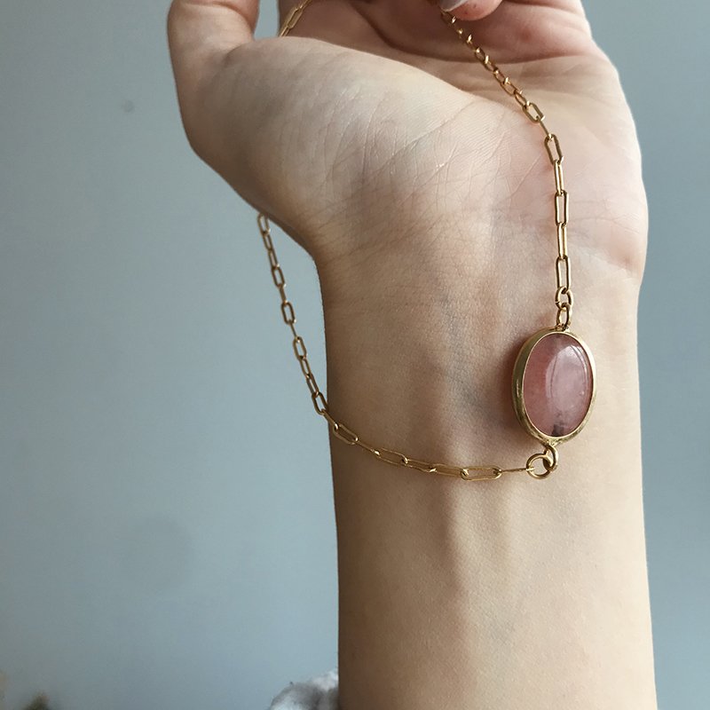 Pembe Kuvars Choker Kolye