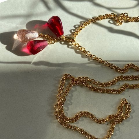 Üç Renk Nar Salkım Kolye