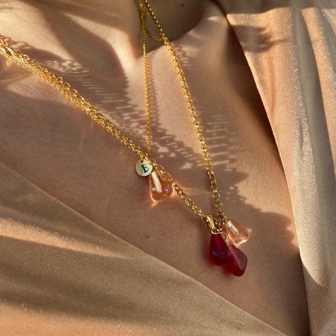 Üç Renk Nar Salkım Kolye