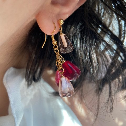 Üç Renk Nar Salkım Küpe