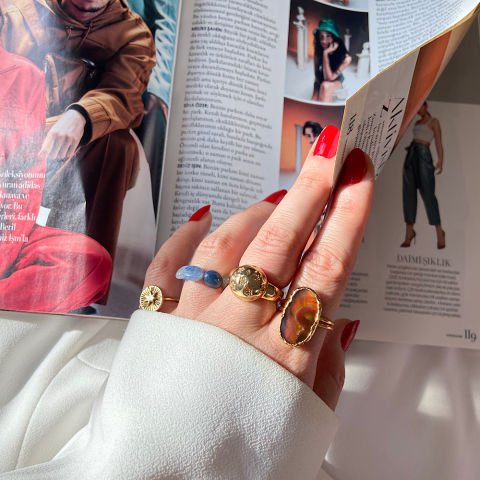 Dubai Agat Doğal Taş Yüzük