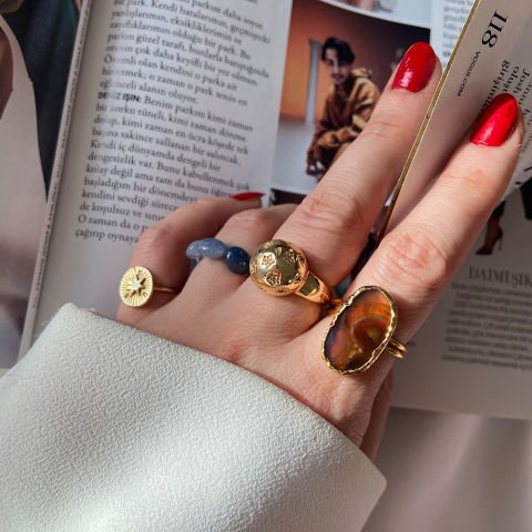 Dubai Agat Doğal Taş Yüzük