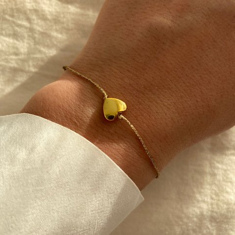 Gold Hematit Kalp Bileklik