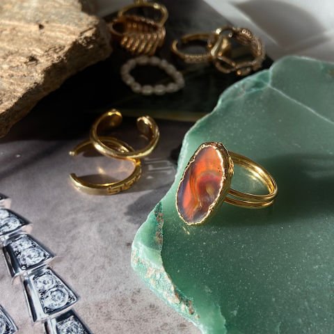 Dubai Agat Doğal Taş Yüzük